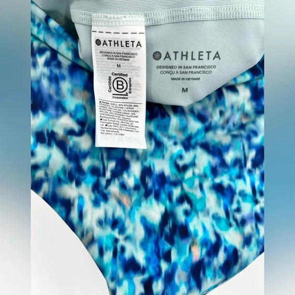 🆕 NWOT Athleta High Waist Swim Bottom Bikini Dark Lapis Blue Print Size Medium - Picture 14 of 14